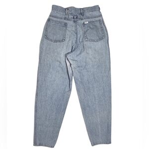 Vtg Lee Denim Mom Jeans Blue Bow 80s High Rise Tapered 28x29 Actual USA Pleated